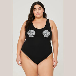 Forever 21 Plus Size Seashell Bodysuit - Embellished 2X